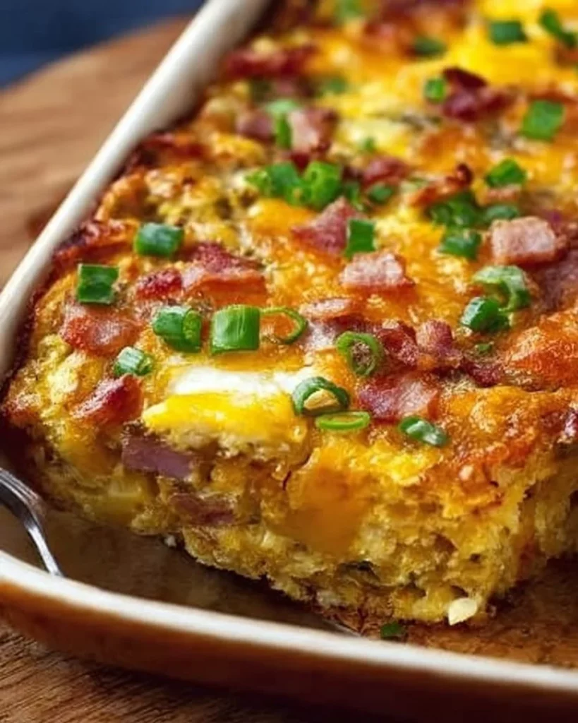 Delicious best breakfast casserole served in a baking dish